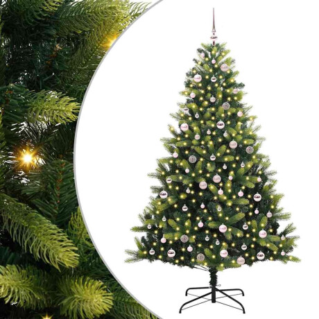 vidaXL Kunstkerstboom met Hangen 300 LED's Groen 240 cm PVC en PE afbeelding2 - 1