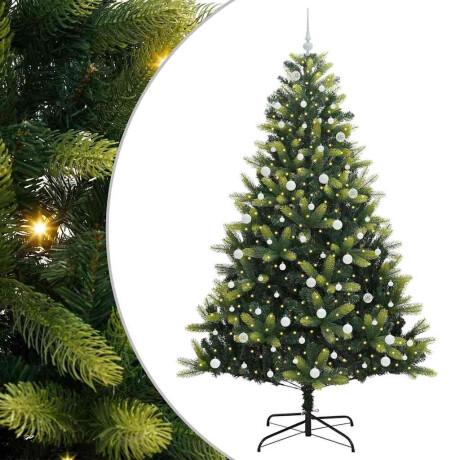 vidaXL Artificial Hinged Kerstboom 300 LEDs Groen 240 cm PVC en PE afbeelding2 - 1