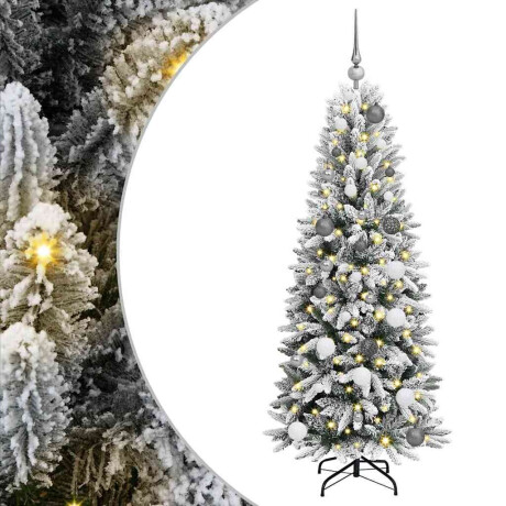 vidaXL Kunstkerstboom with Decorative String Lights Wit 150 cm PVC afbeelding2 - 1