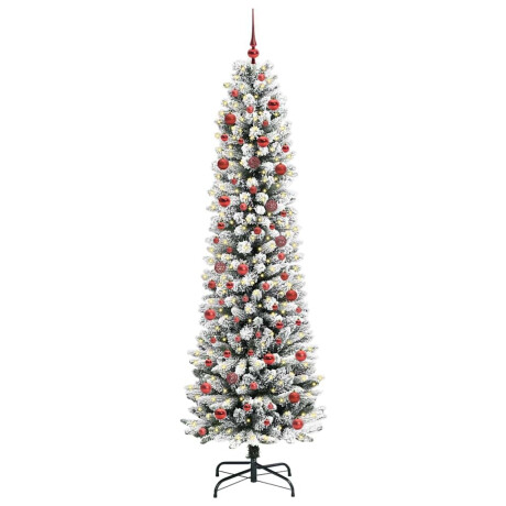 vidaXL Kunstkerstboom Groen en wit 210 cm PVC en Metaal en Plastic afbeelding2 - 1
