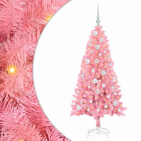 vidaXL Kerstboom met 150 LED met standaard Roze 120 cm PVC afbeelding2 - 1