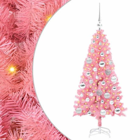 vidaXL Kerstboom met 150 LED met standaard Roze 120 cm PVC afbeelding2 - 1