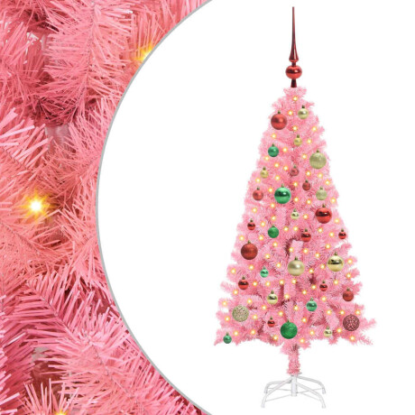 vidaXL Kerstboom met 150 LED met standaard Roze 120 cm PVC afbeelding2 - 1