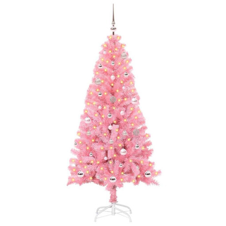 vidaXL Kerstboom met 150 LED met standaard Roze 150 cm PVC afbeelding2 - 1