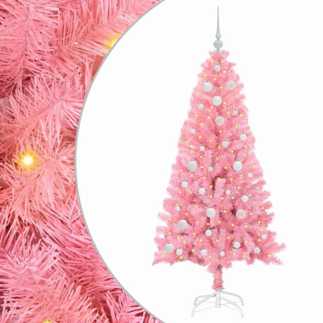 vidaXL Kerstboom met 150 LED met standaard Roze 150 cm PVC afbeelding2 - 1