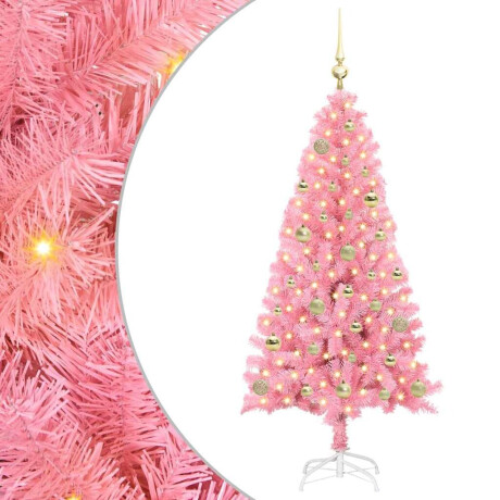 vidaXL Kerstboom met 150 LED met standaard Roze 150 cm PVC afbeelding2 - 1
