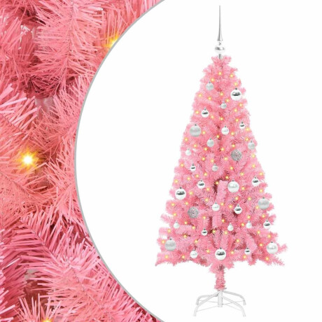 vidaXL Kerstboom met 150 LED met standaard Roze 150 cm PVC afbeelding2 - 1