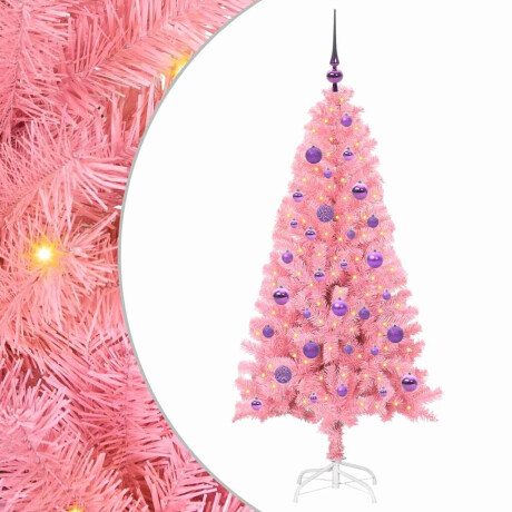 vidaXL Kerstboom met 150 LED met standaard Roze 150 cm PVC afbeelding2 - 1