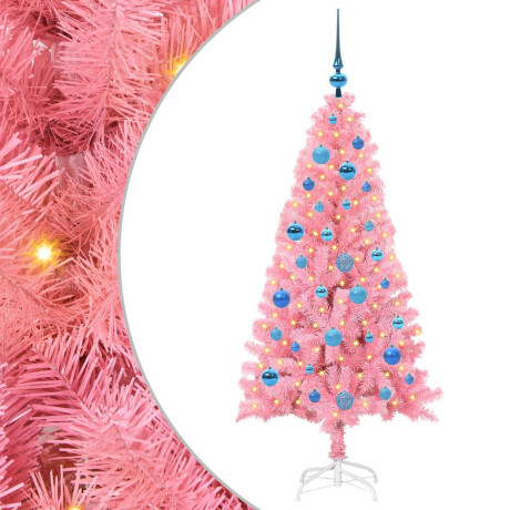 vidaXL Kerstboom met 150 LED met standaard Roze 150 cm PVC afbeelding2 - 1