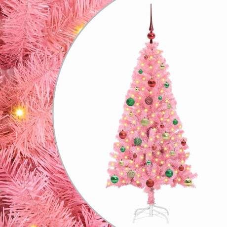 vidaXL Kerstboom met 150 LED met standaard Roze 150 cm PVC afbeelding2 - 1