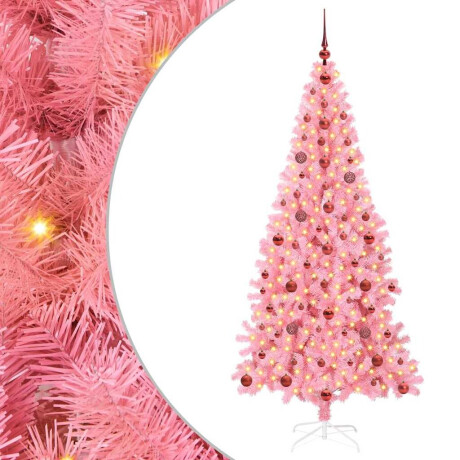 vidaXL Kerstboom met 300 LED met standaard Roze 210 cm PVC afbeelding2 - 1
