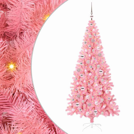 vidaXL Kerstboom met 300 LED met standaard Roze 210 cm PVC afbeelding2 - 1