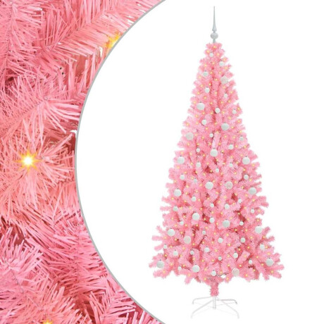vidaXL Kerstboom met 300 LED met standaard Roze 210 cm PVC afbeelding2 - 1
