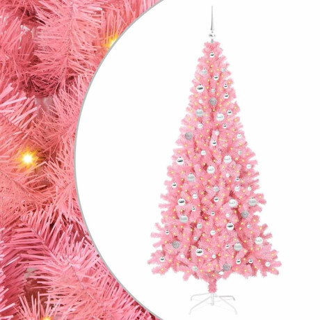 vidaXL Kerstboom met 300 LED met standaard Roze 210 cm PVC afbeelding2 - 1