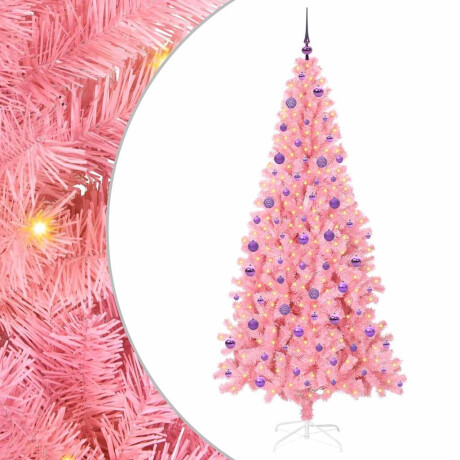 vidaXL Kerstboom met 300 LED met standaard Roze 210 cm PVC afbeelding2 - 1