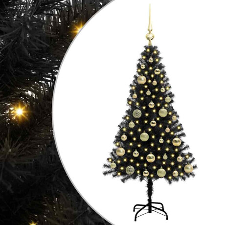 vidaXL Kerstboom met 150 LED met standaard Zwart 120 cm PVC afbeelding2 - 1