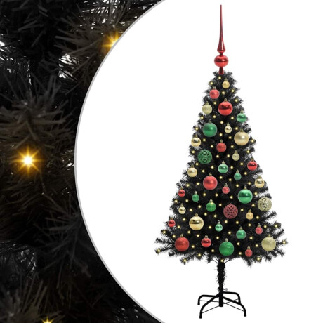 vidaXL Kerstboom met 150 LED met standaard Zwart 120 cm PVC afbeelding2 - 1