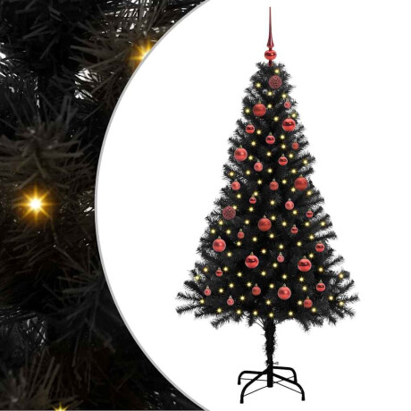 vidaXL Kerstboom met 150 LED met standaard Zwart 150 cm PVC afbeelding2 - 1