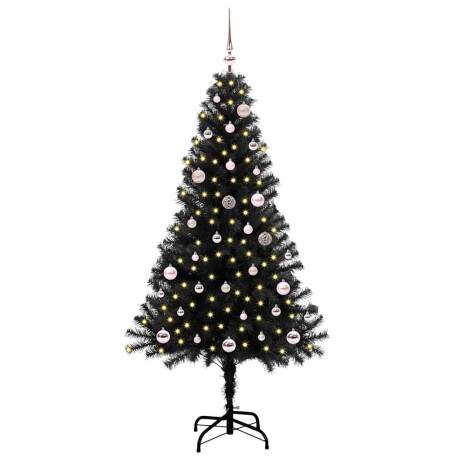 vidaXL Kerstboom met 150 LED met standaard Zwart 150 cm PVC afbeelding2 - 1