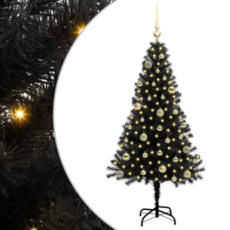 vidaXL Kerstboom met 150 LED met standaard Zwart 150 cm PVC afbeelding2 - 1