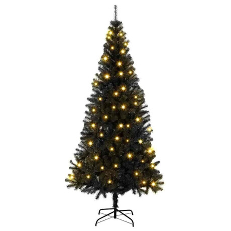 vidaXL Kunstkerstbomen met LED -striplichten Zwart 180 cm PVC afbeelding2 - 1