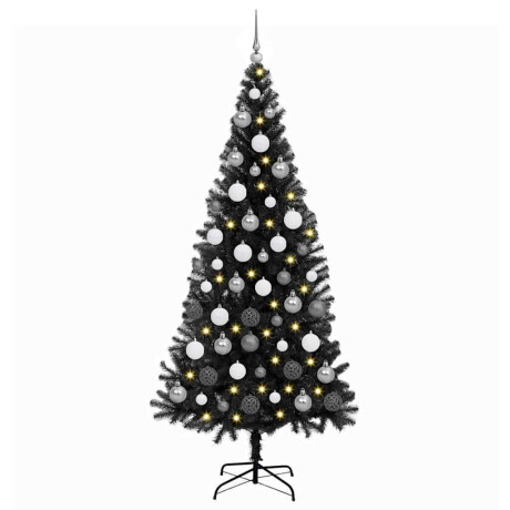 vidaXL Kunstkerstbomen met LED -striplichten Zwart 180 cm PVC afbeelding2 - 1