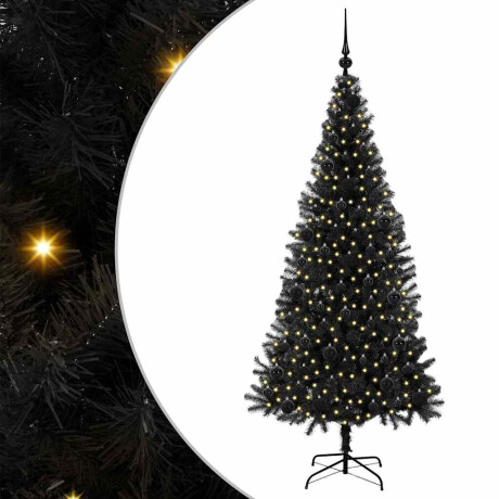 vidaXL Kerstboom met 300 LED met standaard Zwart 180 cm PVC afbeelding2 - 1