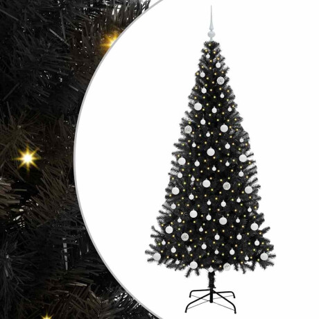vidaXL Kerstboom met 300 LED met standaard Zwart 210 cm PVC afbeelding2 - 1
