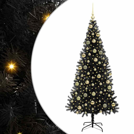 vidaXL Kerstboom met 300 LED met standaard Zwart 210 cm PVC afbeelding2 - 1