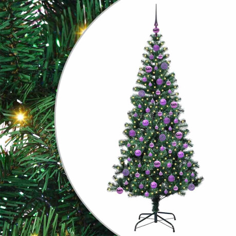 vidaXL Kunstmatig Voorverlicht Kerstboom Groen 180 cm PVC en Metaal afbeelding2 - 1