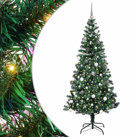 vidaXL Kunstkerstboom met decoratieve touwlichten Groen 210cm PVC afbeelding2 - 1
