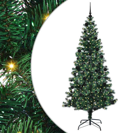 vidaXL Kunstmatig Voorverlicht Kerstboom Groen 210 cm PVC en Metaal afbeelding2 - 1