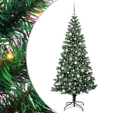vidaXL Kunstmatig Voorverlicht Kerstboom Groen 210 cm PVC en Metaal afbeelding2 - 1