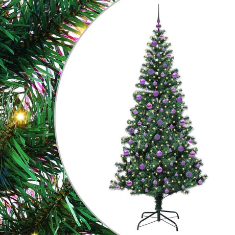 vidaXL Kunstmatig Voorverlicht Kerstboom Groen 210 cm PVC en Metaal afbeelding2 - 1