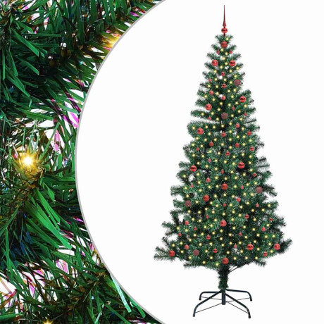vidaXL Kunstmatig Voorverlicht Kerstboom Groen 240cm PVC en Metaal afbeelding2 - 1