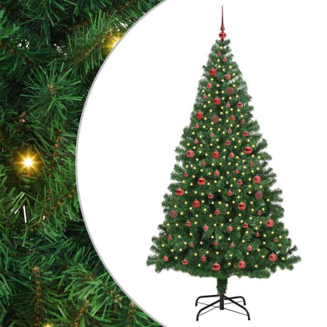 vidaXL Kunstkerstboom Groen 210 cm PVC en Staal en Kunststof afbeelding2 - 1