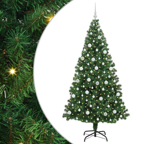 vidaXL Kunstkerstboom Groen 210 cm PVC en Staal en Kunststof afbeelding2 - 1