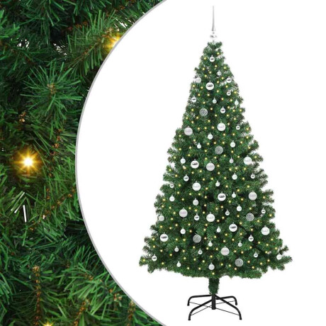 vidaXL Kunstkerstboom Groen 210 cm PVC en Staal en Kunststof afbeelding2 - 1
