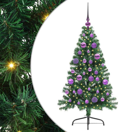 vidaXL Kunst Kerstboom met verlichting Groen 120 cm PVC afbeelding2 - 1