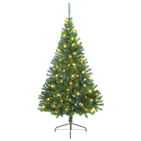 vidaXL Kunst Kerstboom met verlichting met 300 LED's Groen 180 cm PVC afbeelding2 - 1