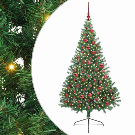 vidaXL Kunstmatig Voorverlicht Kerstboom met 300 LED Groen 180 cm PVC afbeelding2 - 1