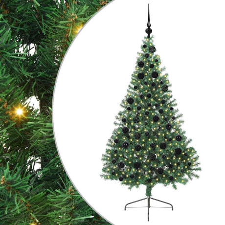 vidaXL Kunstmatig Voorverlicht Kerstboom met 300 LED Groen 180 cm PVC afbeelding2 - 1