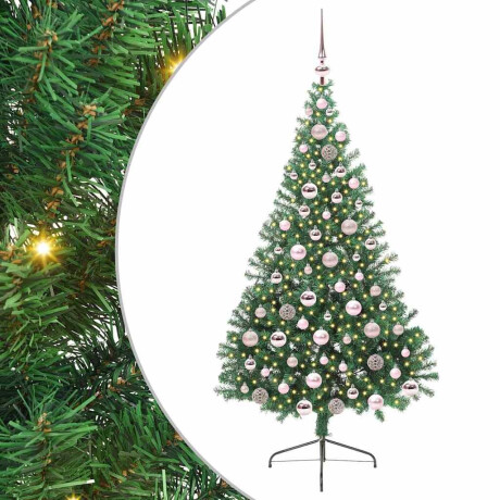 vidaXL Kunstmatig Voorverlicht Kerstboom met 300 LED Groen 180 cm PVC afbeelding2 - 1