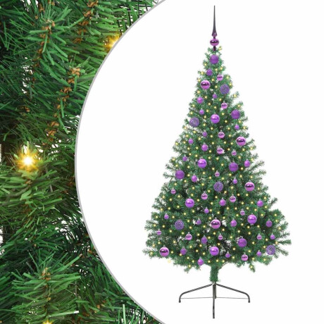 vidaXL Kunstmatig Voorverlicht Kerstboom met 300 LED Groen 180 cm PVC afbeelding2 - 1