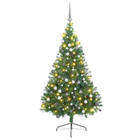 vidaXL Kunst Kerstboom met verlichting Groen 210 cm PVC afbeelding2 - 1