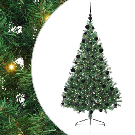 vidaXL Kunstmatig Voorverlicht Kerstboom met 300 LED Groen 210 cm PVC afbeelding2 - 1
