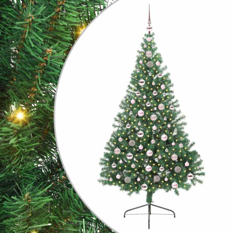 vidaXL Kunstmatig Voorverlicht Kerstboom met 300 LED Groen 210 cm PVC afbeelding2 - 1