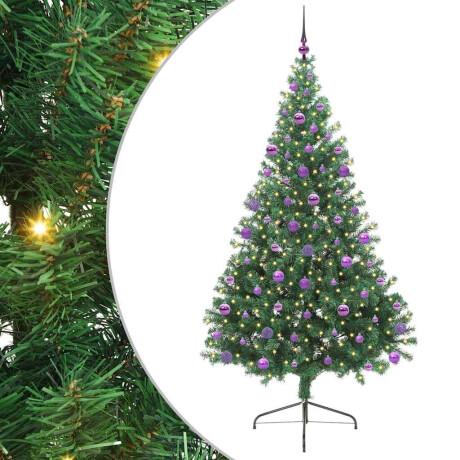 vidaXL Kunstmatig Voorverlicht Kerstboom met 300 LED Groen 210 cm PVC afbeelding2 - 1