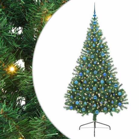 vidaXL Kunstmatig Voorverlicht Kerstboom met 300 LED Groen 210 cm PVC afbeelding2 - 1