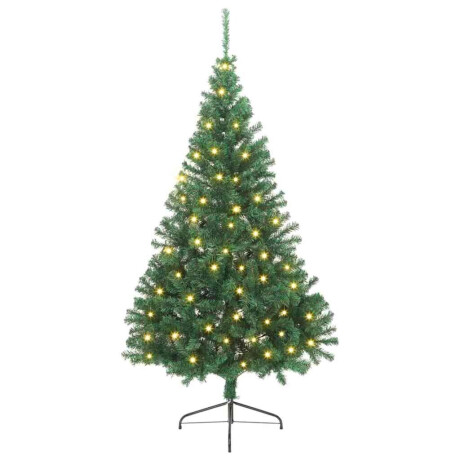 vidaXL Kunst Kerstboom met verlichting met 300 LED's Groen 240 cm PVC afbeelding2 - 1